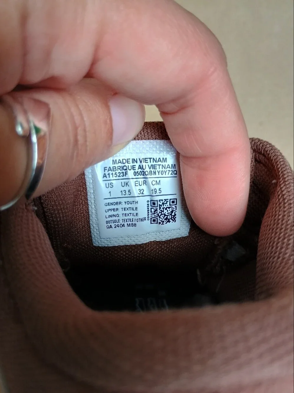 Converse All Star Kids Brown High-Top Sneakers Sz 1 Hook Loop